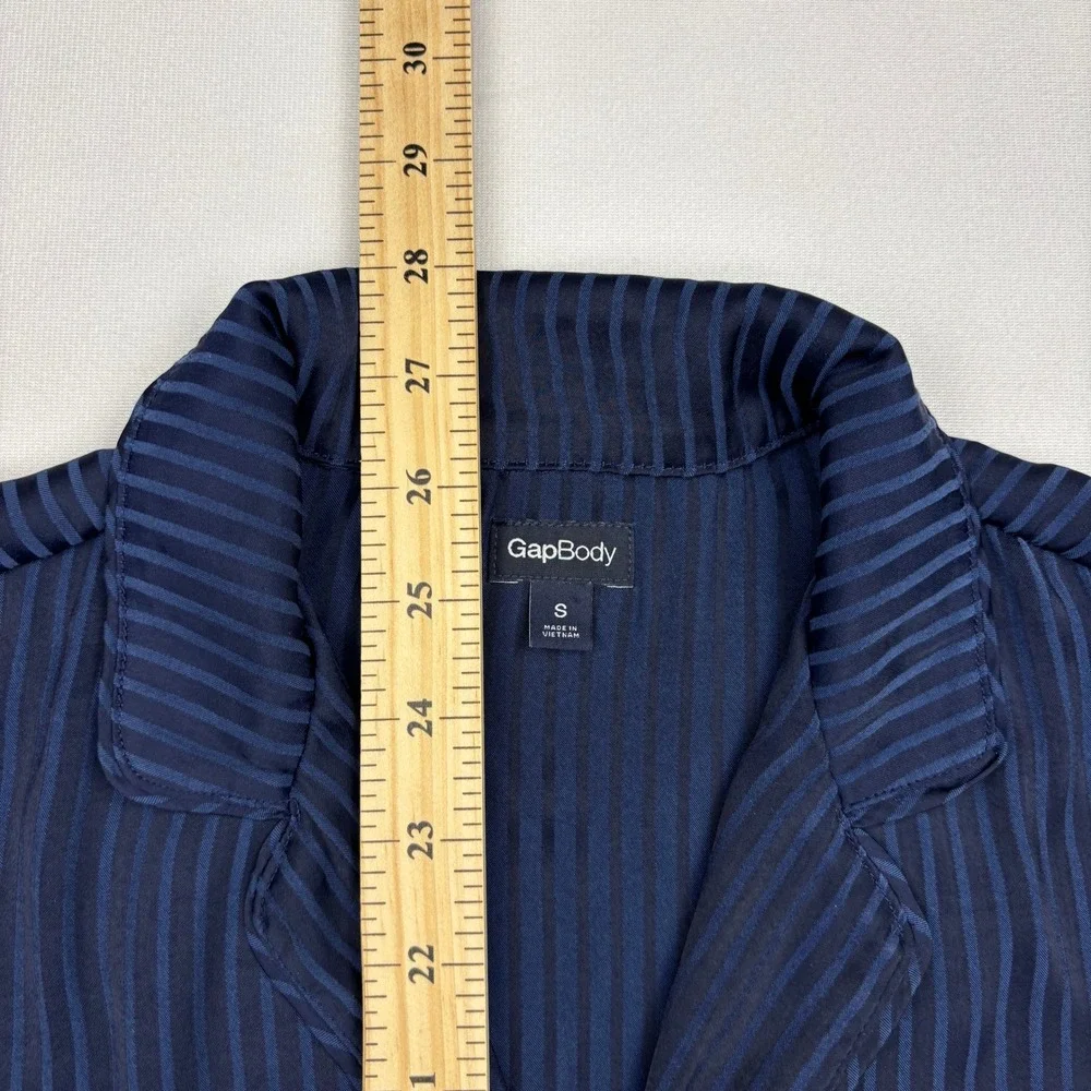 GapBody Pajama Shirt Womens Small Navy Blue Striped Button Front Sleep Lounge S